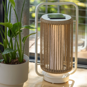 Lampe solaire Patio blanc/naturel