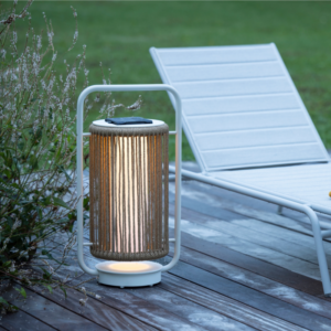 Lampe solaire Patio blanc/naturel